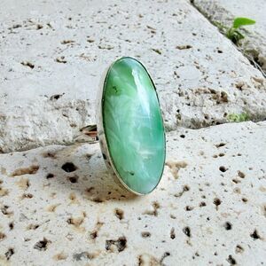 Hemimorphite + Larimar 925 Silver Plated Ring Size 8